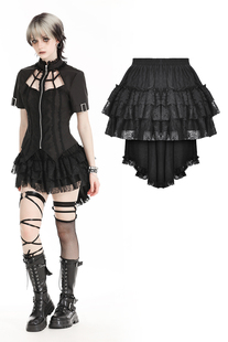 暗黑蕾丝不规则短裙PW129 LOVE哥特女装 DARK