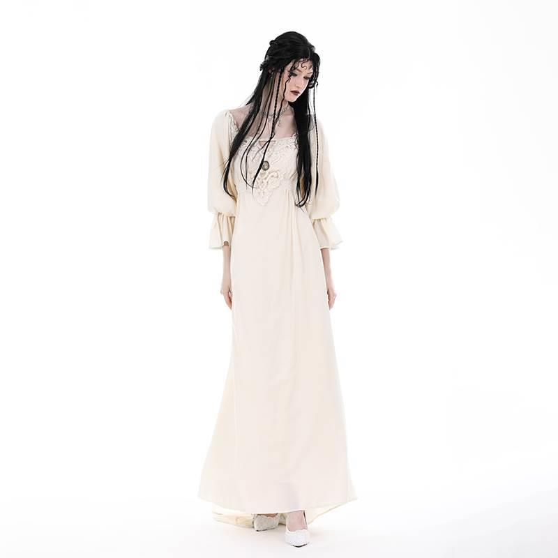 欧美个性原创蒸汽朋克公主拖地连衣裙