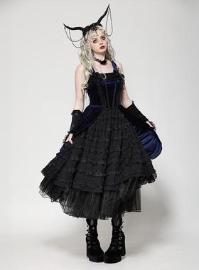 Dark in Love个性欧美哥特靛蓝色哥特洛丽塔洋娃娃连衣裙DW1065