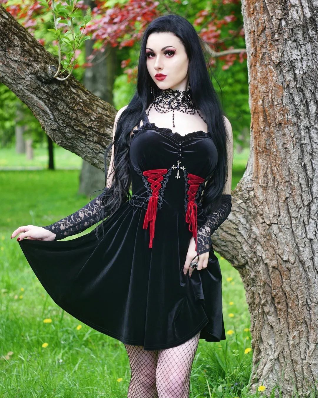 DARKINLOVE哥特洛丽塔万圣节cos服恶魔性感辣妹黑色连衣裙女DW760