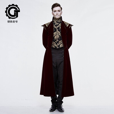 欧美复古绅士英爵伦刺绣长款西装