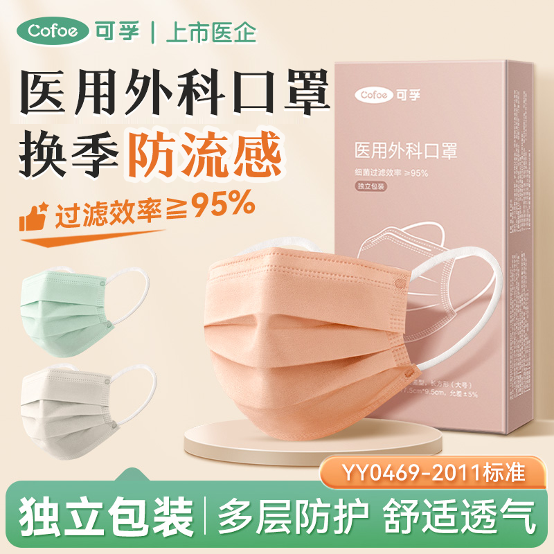可孚医用外科口罩独立装一次性款