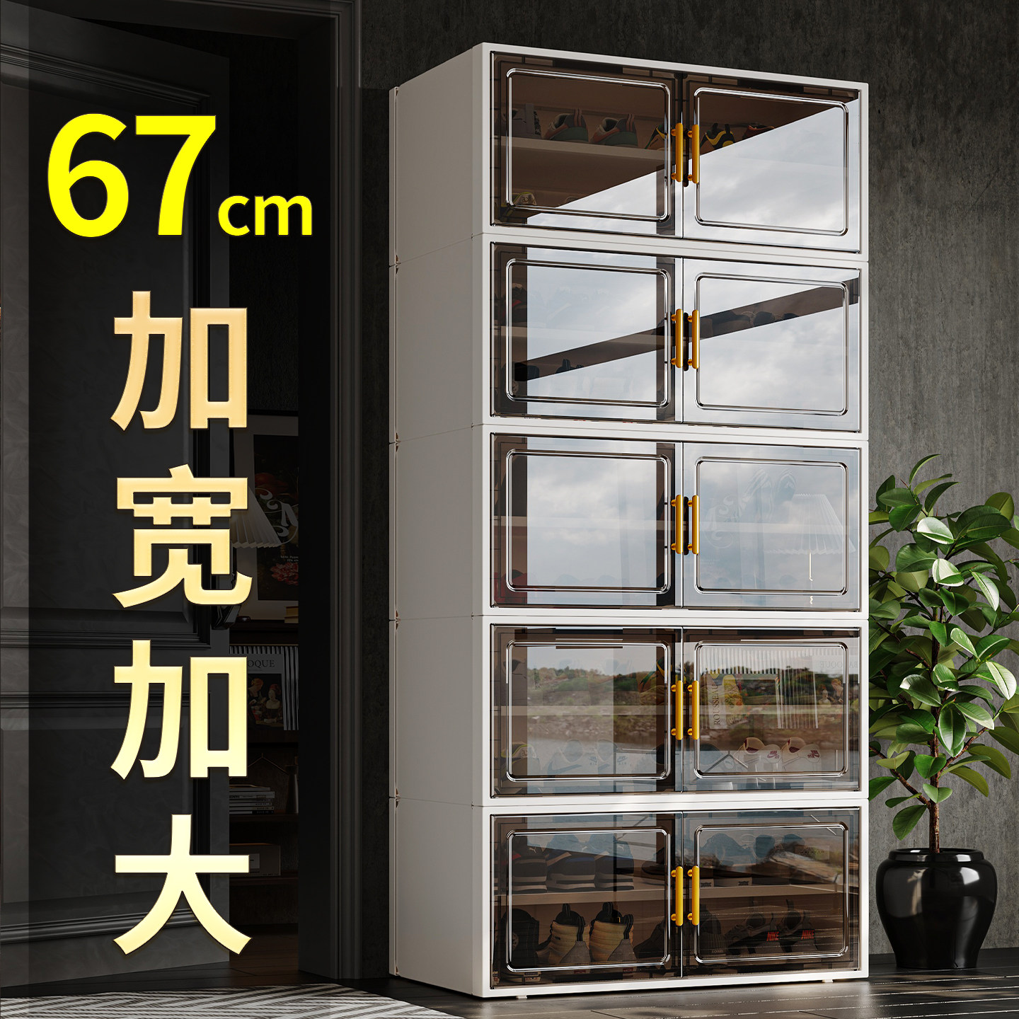 家用门口走廊楼梯鞋柜出租屋多层透明鞋架子一体靠墙鞋盒收纳神器