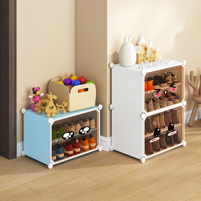 儿童鞋架宝宝婴儿小型窄鞋子收纳盒专用迷你幼儿防尘家用门口鞋柜