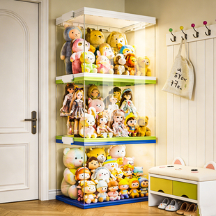 娃娃收纳筒毛绒玩具桶放毛公仔箱子装布玩偶架收纳神器透明展示柜