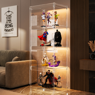 手办展示柜盲盒亚透明克力适用乐高收纳盒娃娃玩具高达陈列置物架
