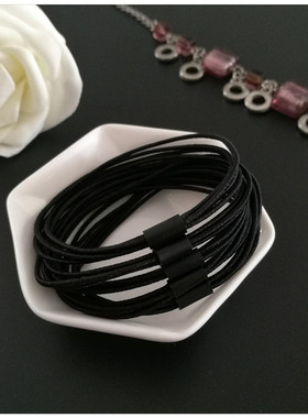 黑色百搭基础款皮筋扎马尾发圈韩国高弹头绳发绳简约皮套发饰耐用