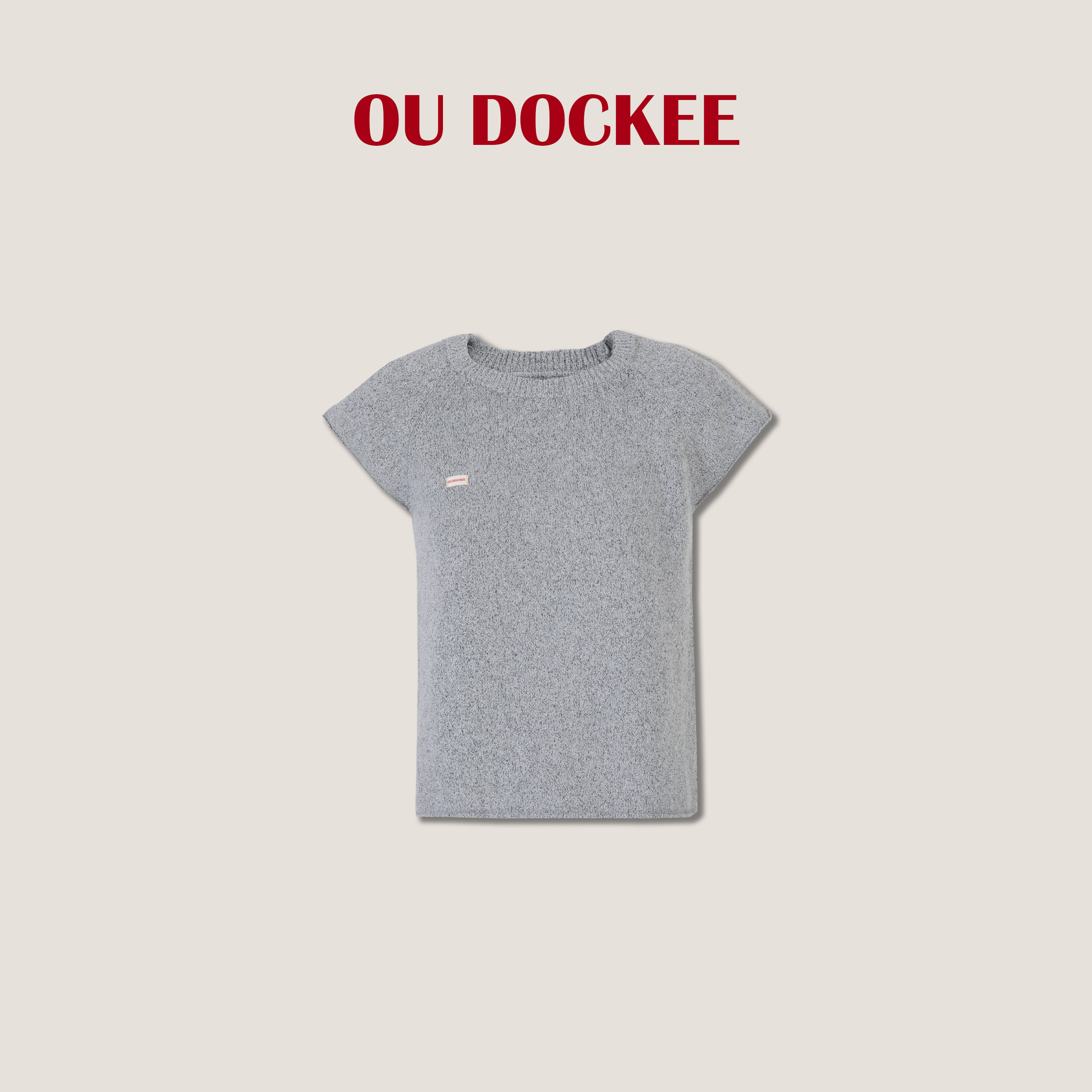 OUDOCKEE 鸥纪儿【芝麻】纯色短袖上衣T恤时尚设计款 M2502F216T