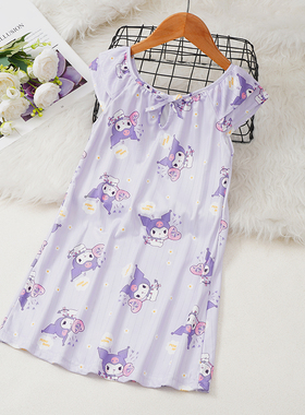 夏季儿童睡裙小孩短袖薄款可爱公主宝宝女童睡衣卡通酷洛米家居服