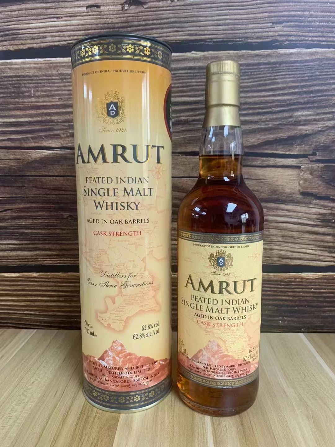 AMRUT雅沐特泥煤印度单一麦芽威士忌阿穆特700ml桶强62.8%