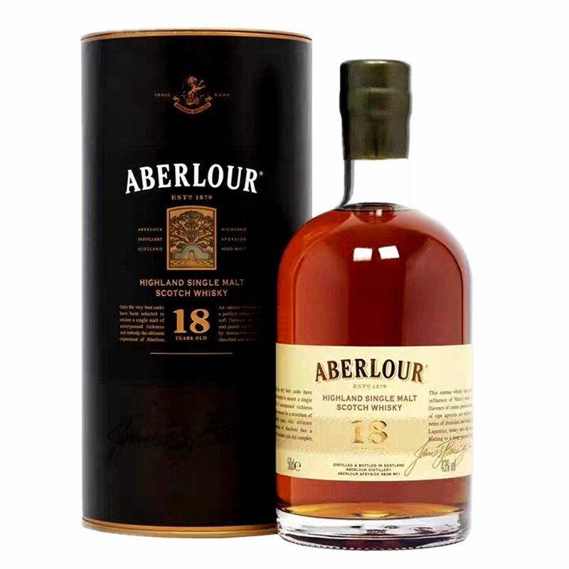 行货aberlour雅伯莱/亚伯乐18年高地单一麦芽苏格兰威士忌 18年陈