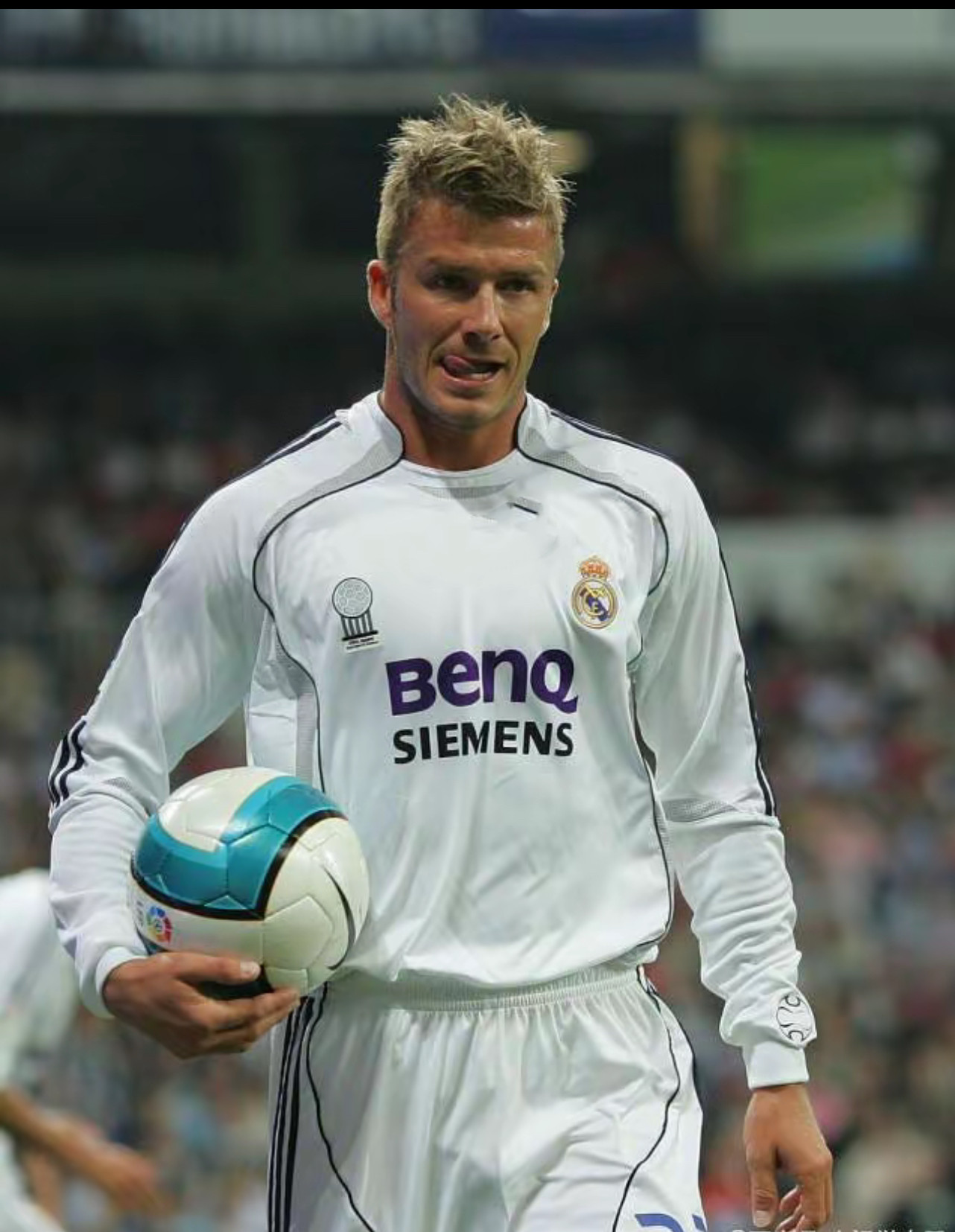 皇马球衣0607客场黑色长袖贝克汉姆罗纳尔多欧冠版复古足球服上衣