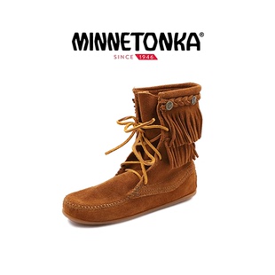 流苏编织系带短靴复古女款 MINNETONKA迷你唐卡秋冬时尚 平底靴