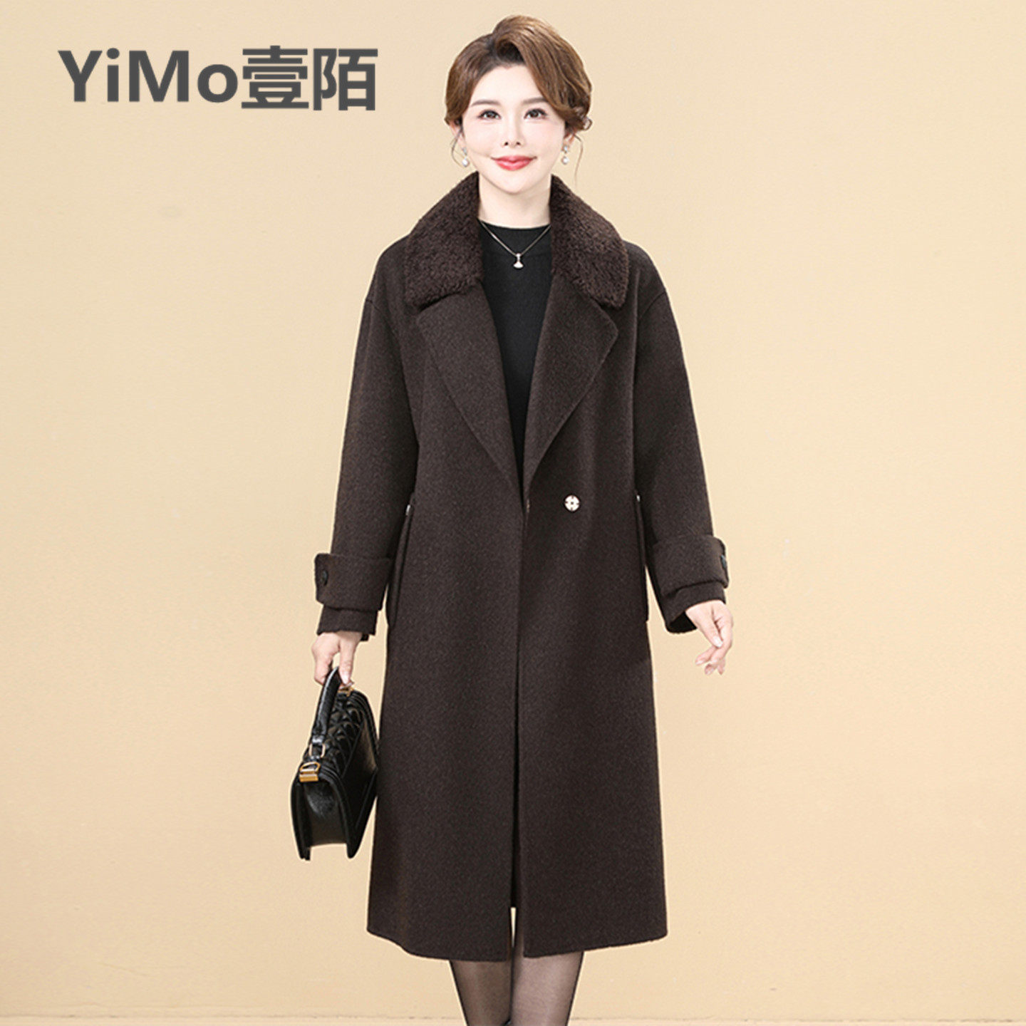 双面零羊绒大衣女妈妈装毛呢外套