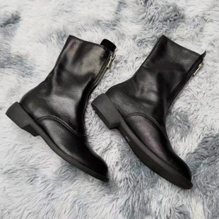 guidi鬼帝靴瘦瘦靴马丁靴女新款英伦风前拉链加绒短靴秋冬单靴子