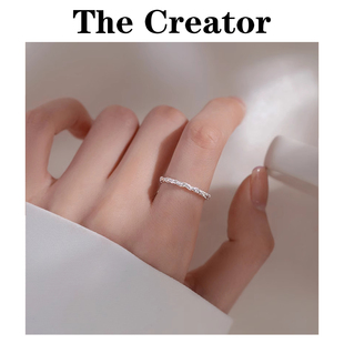 999纯银糖纸戒指女食指戒精致轻奢尾戒小众百搭设计感素圈开口戒