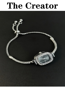 设计感小众复古方形镶钻手表链