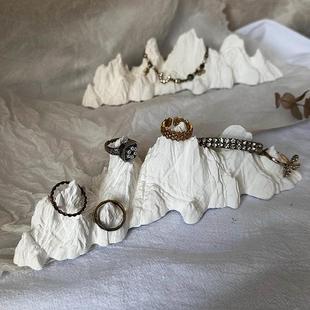 石膏长假山山峰戒指展示架指环托手链饰品陈列拍照道具场景摆拍