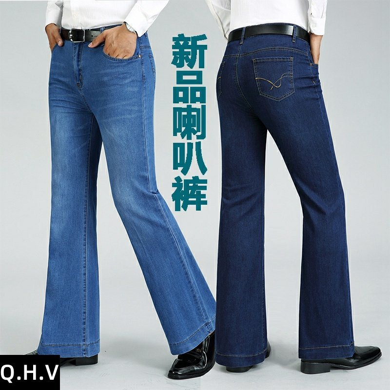 牛仔加绒中腰秋冬时尚微喇裤