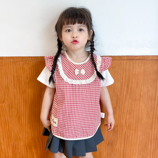 防水纯棉围裙阿喜防脏护衣女童和悦幼儿园吃饭罩衣宝宝反穿婴幼