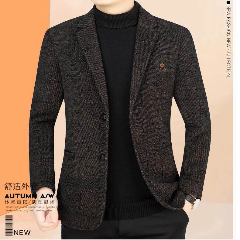 商务男士羊毛西装加绒加厚西服男
