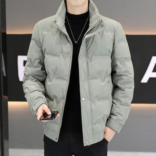 品牌羽绒服男2025新款春季帅气百搭保暖立领短款白鸭绒防风外套男