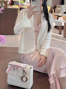 pring温香迷雾 马海毛针织开衫女春薄款翻领小衫针织开衫轻奢少女