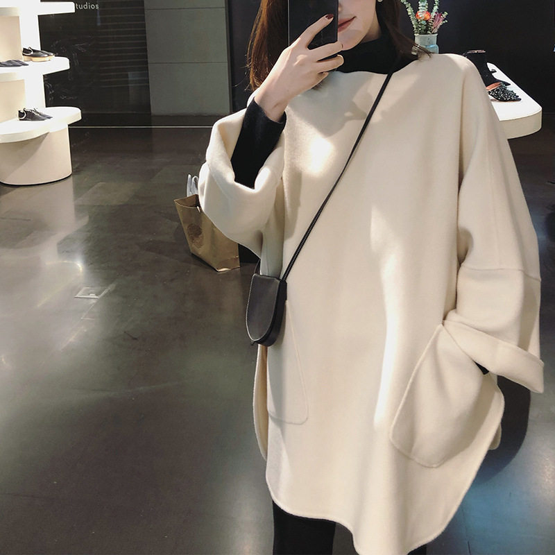 冬季港风双面羊绒显瘦大衣女
