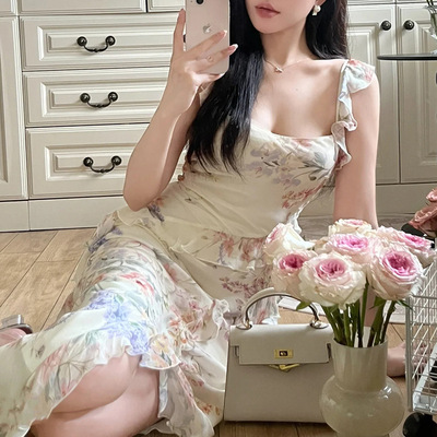 法式聚酯纤维碎花小众拼接