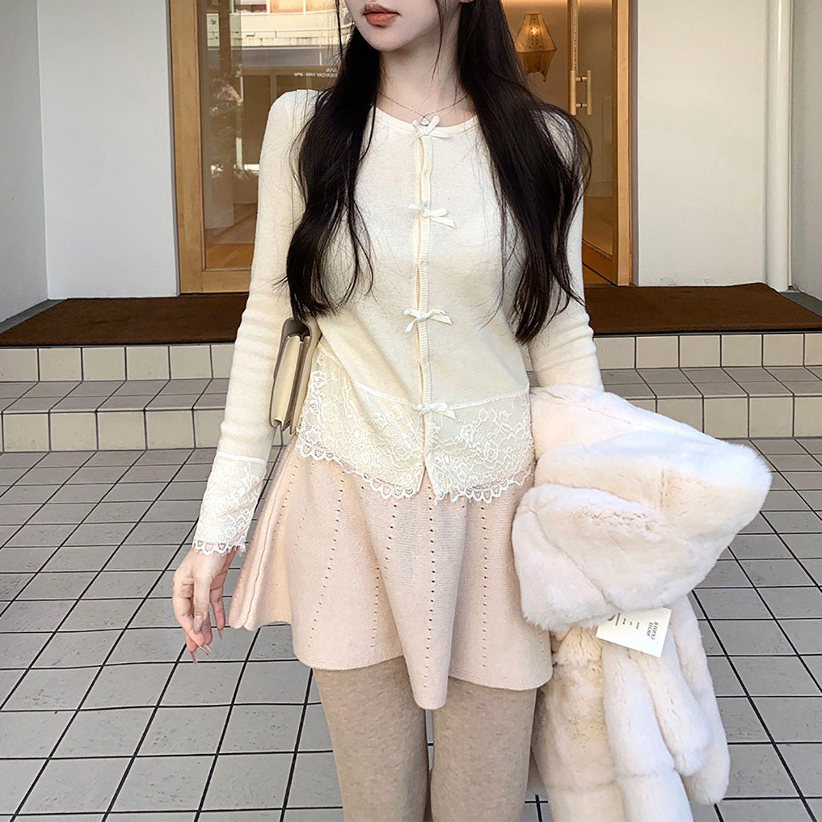 再造淑女羊毛印花长袖针织开衫