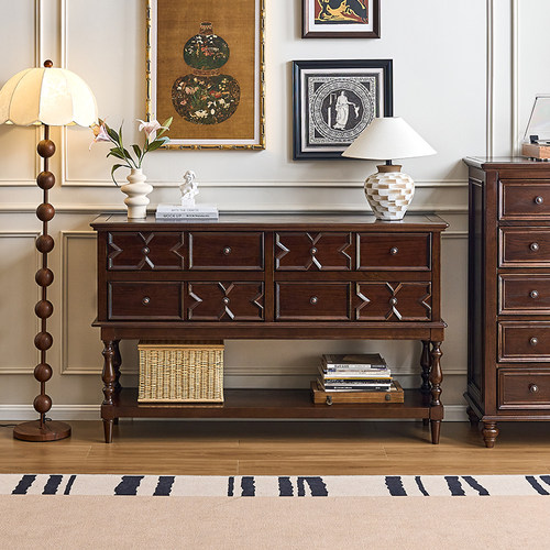 蒙杰西家具美式复古全实木玄关柜