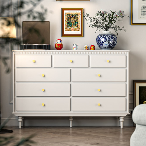 蒙杰西全实木法式奶油风卧室斗柜