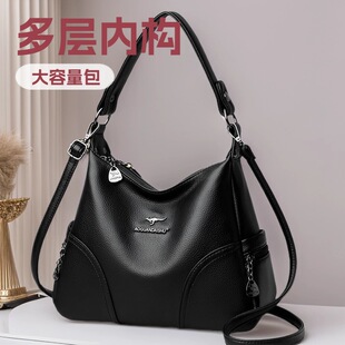 日本进口软皮中年女包妈妈包新款简约大气单肩包通勤大容量斜挎包