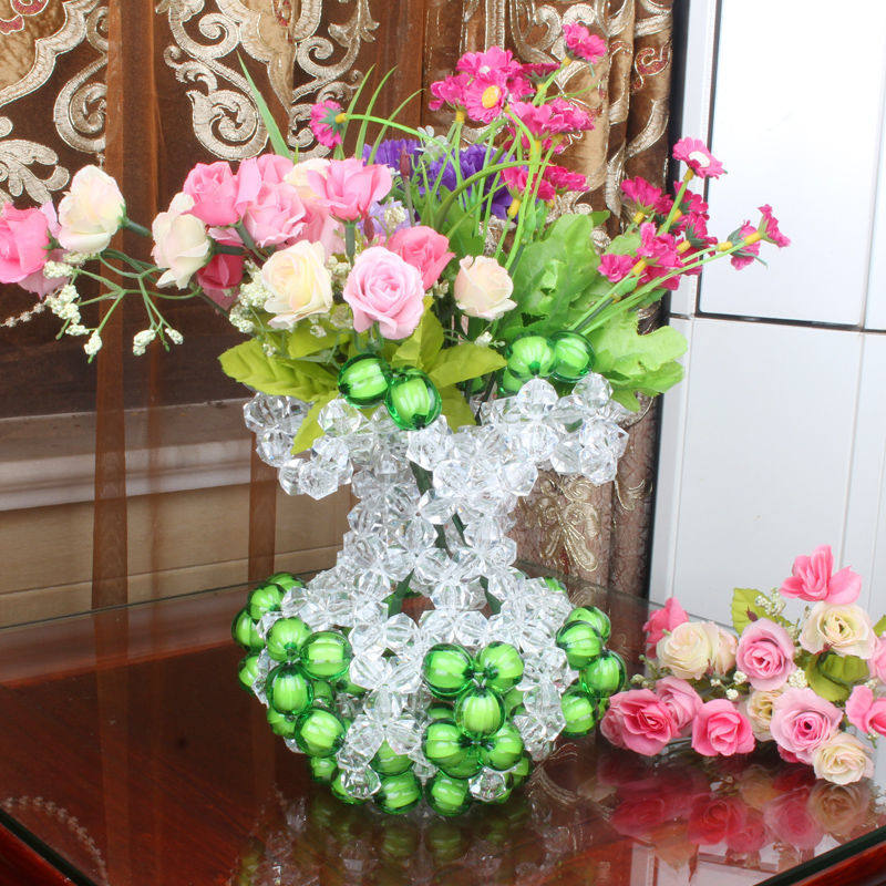 diy手工串珠内彩水晶花瓶材料包编织花瓶家居饰品摆件工艺品包邮