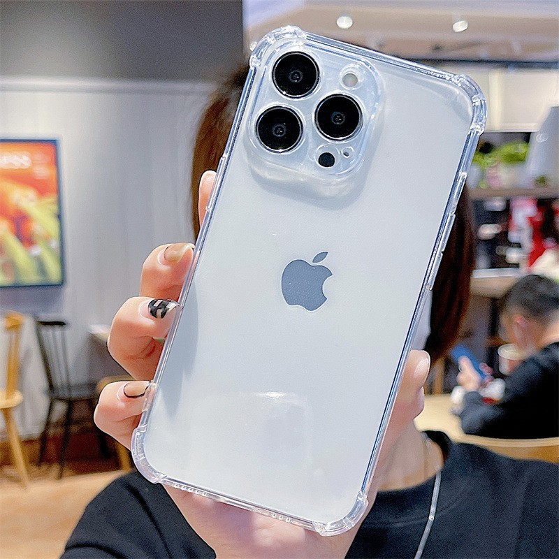 适用苹果16promax手机壳四角防摔气囊iPhone15透明高级感14plus软壳硅胶13全包镜头12新款高亮11男女款简约xr