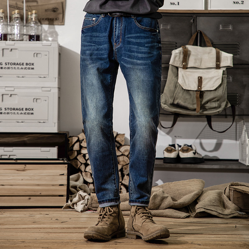 2026年新款深色牛仔裤男款冬宽松直筒休闲痞帅弹力修身小脚长裤