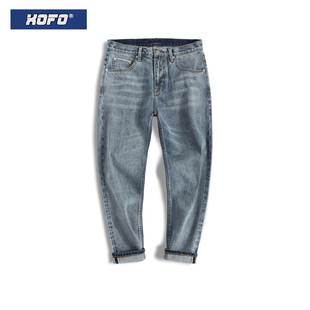 小脚裤 赤耳丹宁牛仔裤 复古港风冬冬新款 做旧潮流宽松小脚九分裤