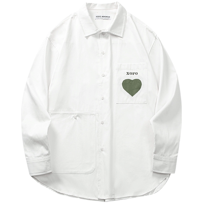 爱心贴图白色衬衫百搭高级感外套