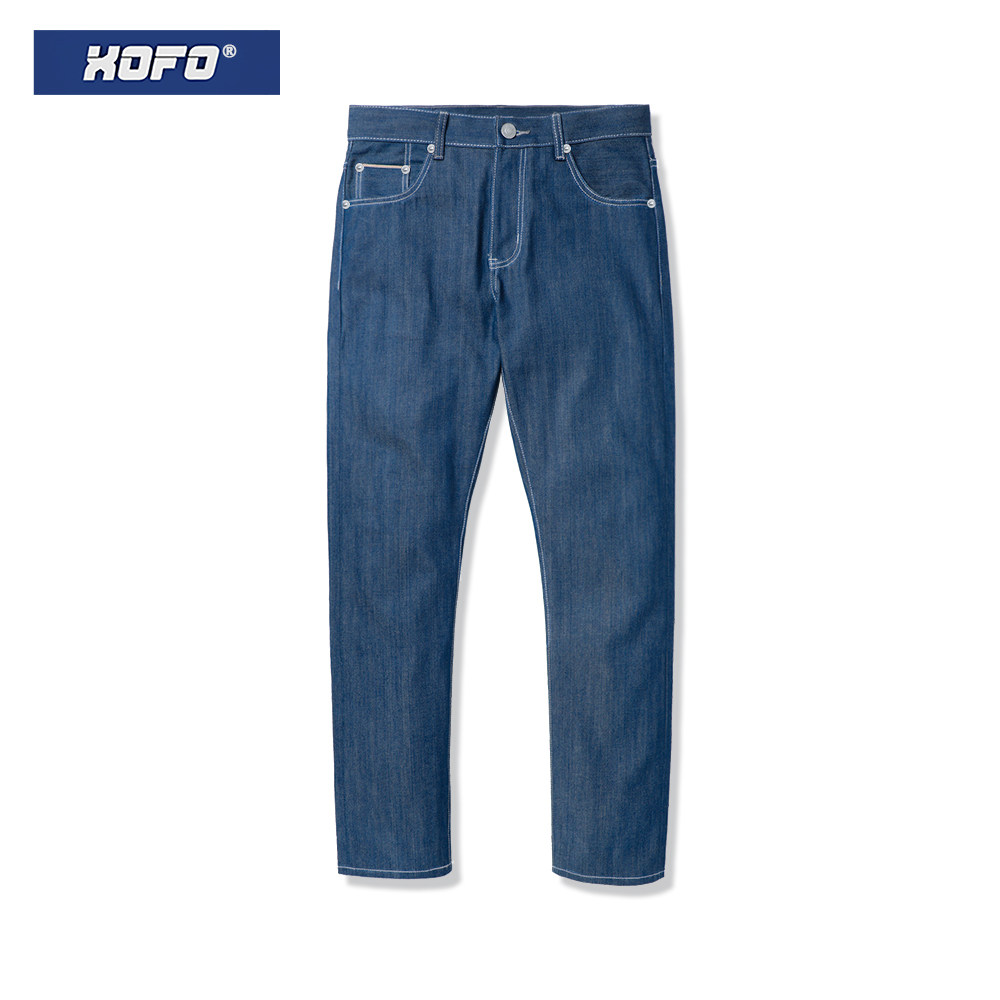 冬新款赤耳丹宁牛仔裤男款直筒宽松浅色水洗蓝牛裤子复古牛仔男