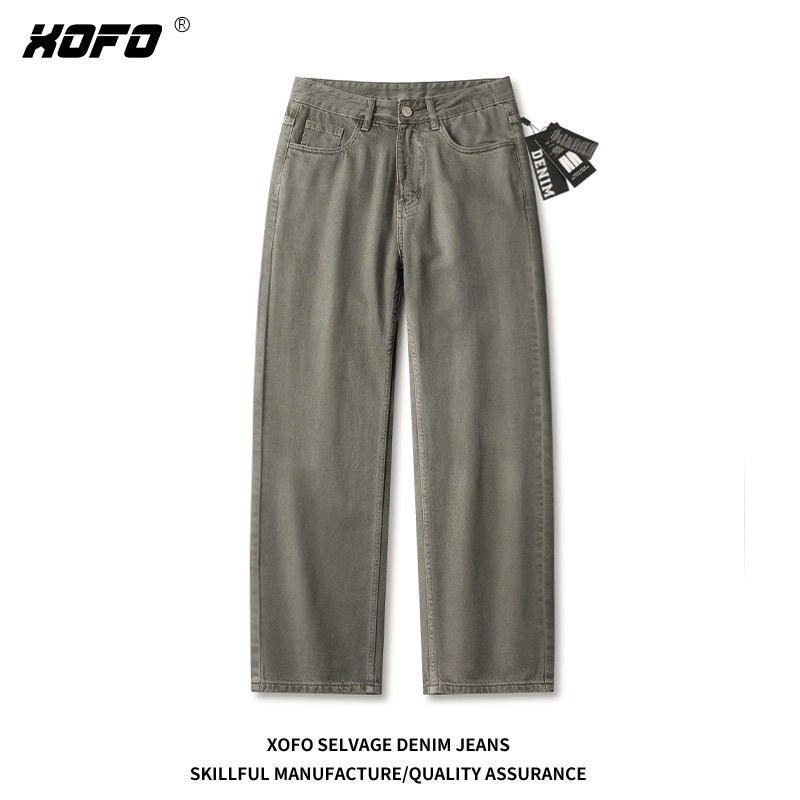 xofo新款美式水洗复古百搭大阔腿牛仔裤子男士冬季时尚长裤子潮