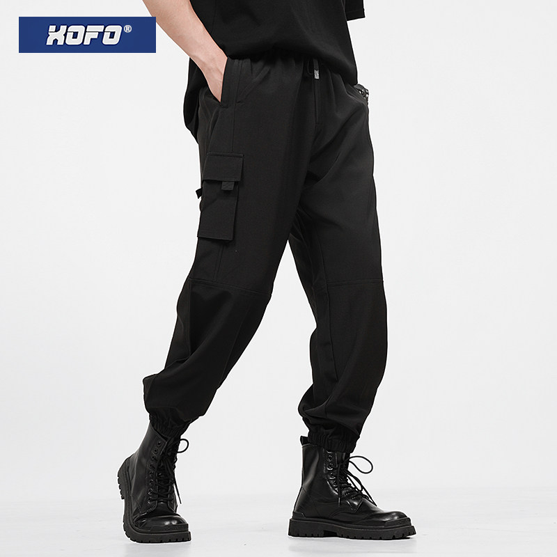 黑色百搭休闲工装裤男款2026年夏新款通勤宽松束脚运动潮牌裤子