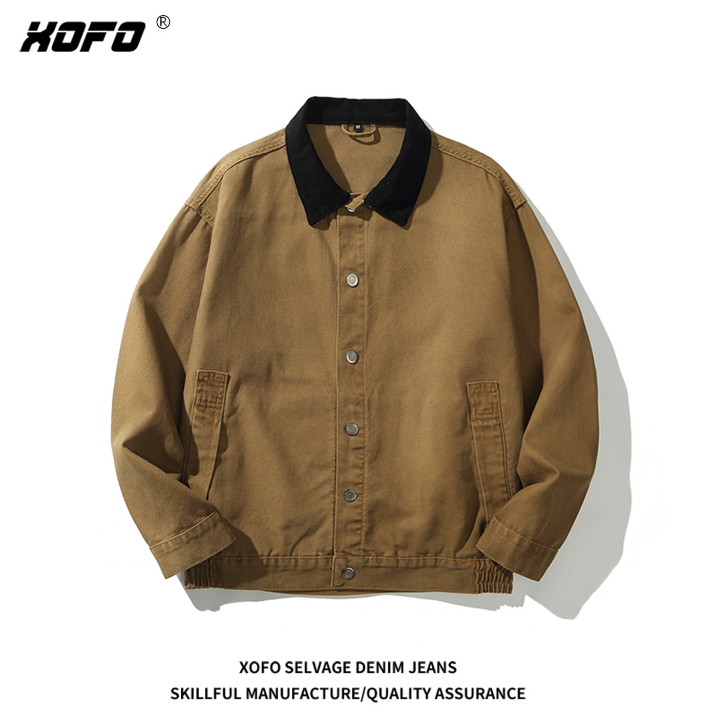 2026新款美式复古工装夹克男琉璃色翻领宽松高级感机车外套秋冬款