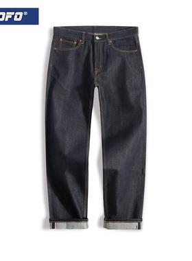 15oz原色养牛款 直筒宽松硬朗潮流长裤子男款冬 赤耳丹宁牛仔裤