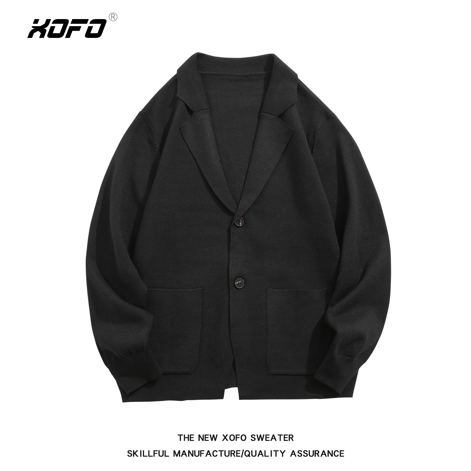 XOFO聚酯纤维开衫毛衣