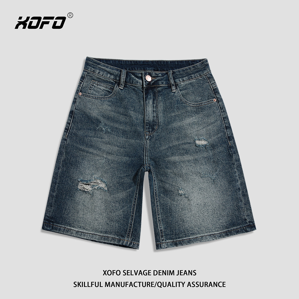 夏季新款直筒宽松牛仔短裤男款百搭美式复古薄款男士休闲五分裤潮