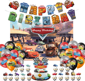 汽车总动员主题生日派对装 饰拉旗蛋糕插牌气球赛车总动员派对用品