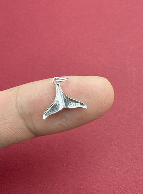 925纯银简约鱼尾挂件提溜吊坠韩版挂坠单坠DIY项链手链配件