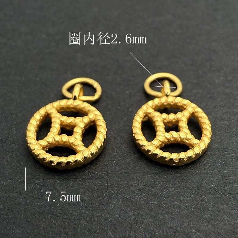 S925纯银镀金铜钱古法实心吊坠