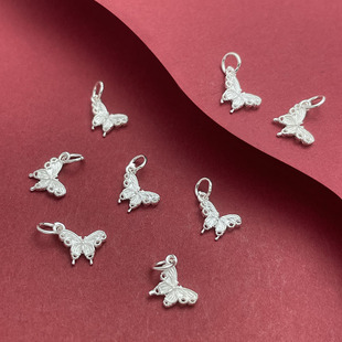 S925纯银唯美蝴蝶小巧吊坠仙气挂坠挂饰DIY串珠手链项链挂件配件