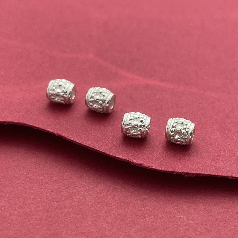 S925纯银复古桶珠隔珠大孔转运珠